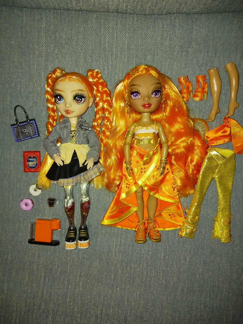 Lot Of 2 Rainbow High Dolls Orange Meena Fleur